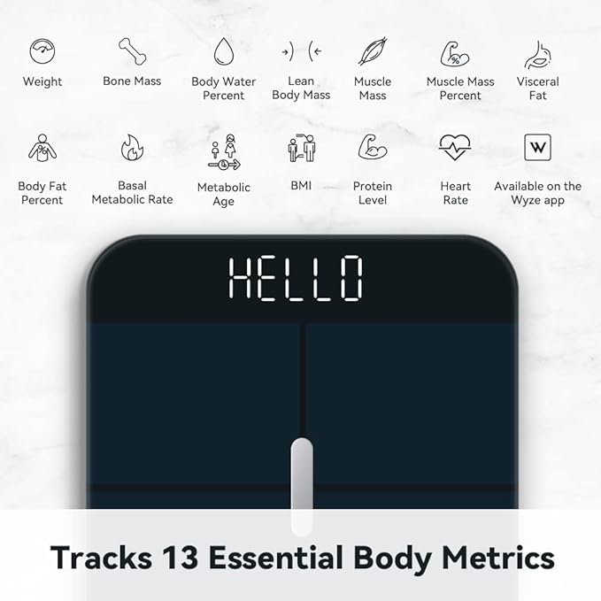 Wyze Smart Scale X - Digital Bathroom Scale for Body Weight, BMI, Body Fat, Muscle Mass, Heart Rate Monitor | Sync with Health Apps | Body Composition Analyzer for People, Baby & Pet, 400 lbs (Navy)