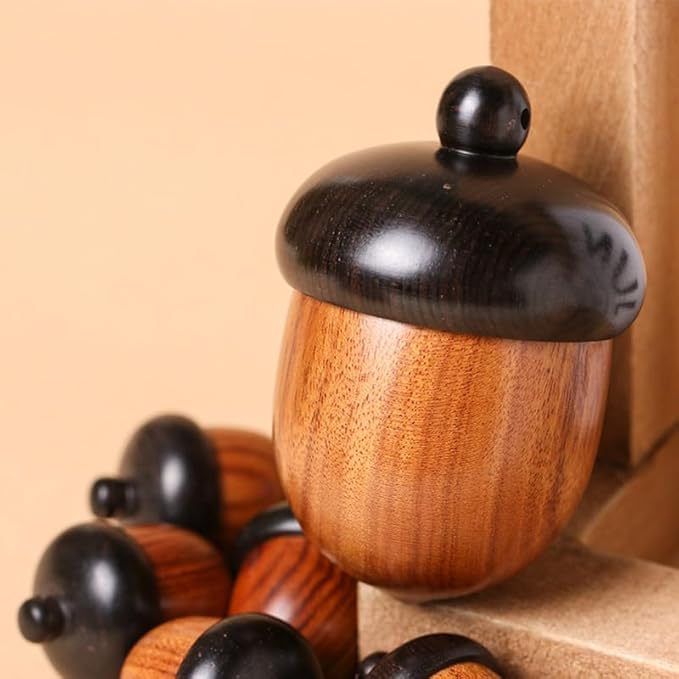 Ximimark 5pcs Solid Wood Medicine Pill Box, Mini Sandalwood Rescue Wooden Pill Case, Portable Tablets Storage Sealed Can for Outdoor