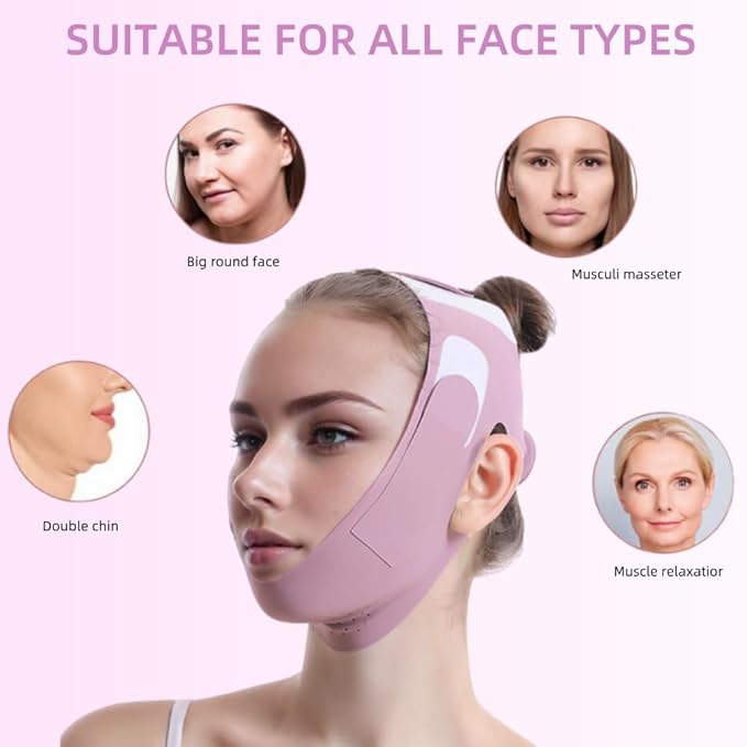 Graphene V-Line Mask Chin Up Mask V Shaped Face Mask Chin strap for sleeping,Jawline Shaper,Lilac,Medium