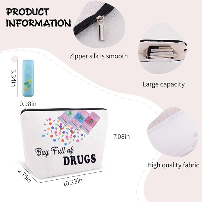 Medicine Drug Bags for Travel Pharmacy Birthday Christmas Gifts for Pharmacist Nurse Female Nursing Students Doctor Pouch Medical Patient Bag Med Physician Practitioner Accessories Bag Gifts for Women