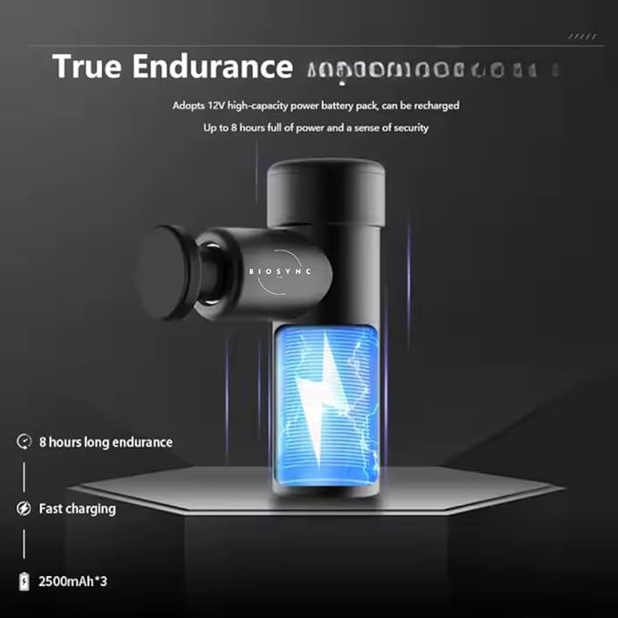 Massage Gun BioSync360° | Portable Mini Massager | Recovery Tool | Travel Size | Pain Relief | Deep Tissue Neck Back Full Body | Fast Charging | Neck | Back | Shoulder Massaging |