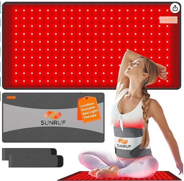 Red Light Therapy for Body, 10000mAh Large Cordless Portable Light Therapy Pad, 660&850nm Infrared Light Therapy for Back Waist Shoulder Knee Joint, Home Outdoor Using, Gifts for Women Men (24.5"x13")