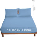OKOHEY Grounding Fitted Sheets with 15ft Earthing Cord, California King Size, 90% Organic Cotton + 10% Silver Fiber, Soft & Breathable Grounded Sheet for Better Sleep and Enhanced Wellness, Light Blue