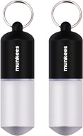 munkees Portable Pill Case Large Waterproof Capsules EDC Keychain, Travel Pill Bottle for Camping, Hiking, Backpacking, Compact Valuables Container for Outdoors 2-Pack
