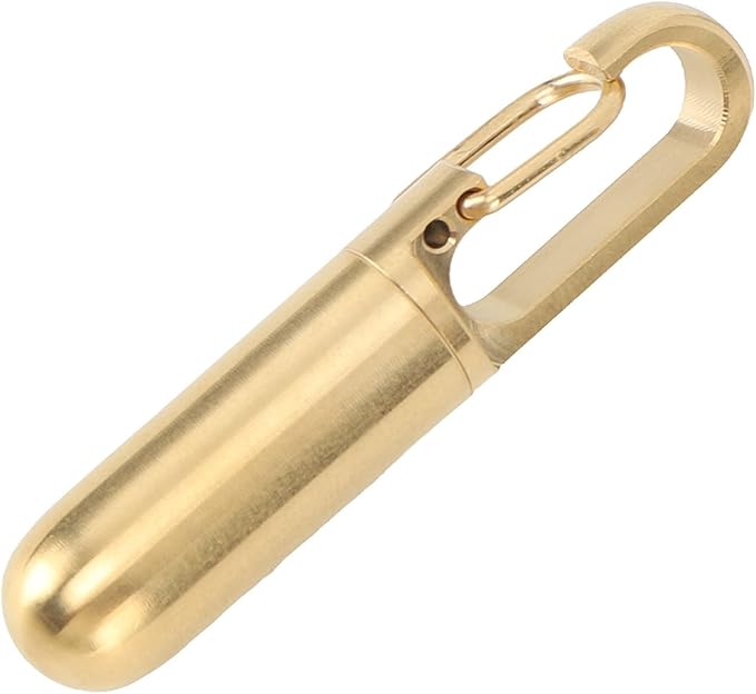 Medicine Holder,Stainless Steel Keychain Medication Box Single Chamber Portable Pill Holder Camping Organizers Gold