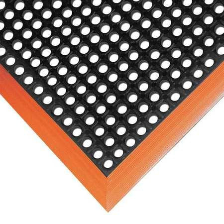 NoTrax 549S2640OB 549 Safety Stance 26" x 40" 3-Sided Black/Orange Safety Anti-Fatigue Drainage Mat