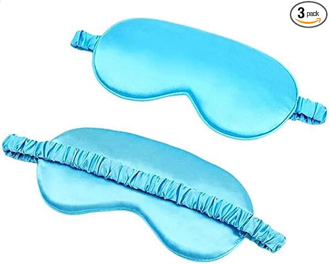 Soft Silk Sleep Eye Masks Lightweight Eye Cover Eyeshade for Night Sleeping with Elastic Strap Lake Blue