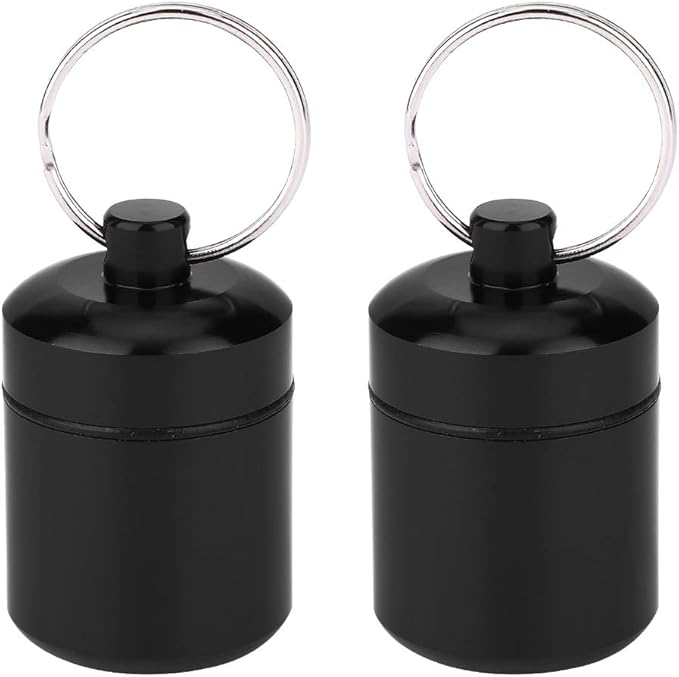 Portable Daily Pill Case , Oxidation Coloring Black pillbox Container for Purse for Travel Outdoor Traveling , watertight Travel Pill lunch box