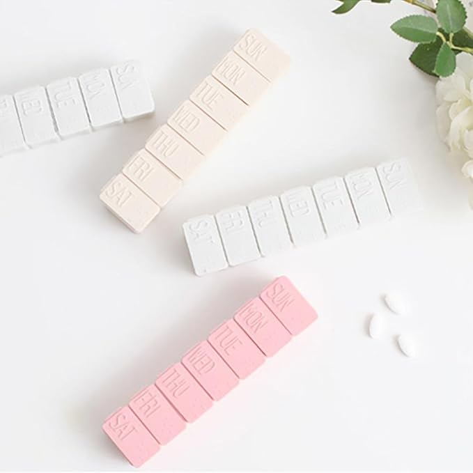 Portable Travel Pill Organizer with Moisture-Proof Design and 7 Compartments a Week to Hold Vitamins, Supplements and Medication (Pink)