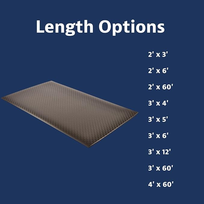 Notrax 417 Bubble Sof-Tred™ with Dyna-Shield® 4' x 60' x 1/2" Anti Fatigue Mat, Slip Resistant Bubble Textured Surface, Ideal for Industrial and Commercial Workplaces, Black, 417R0048BL