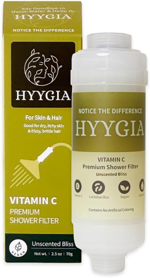 Premium Vitamin C Shower Filter for Hair and Skin - High Output Chlorine Remover & Water Filtration - Reduces Dry Itchy Skin & Frizzy Brittle Hair - Universal Fit (Unscented Bliss)