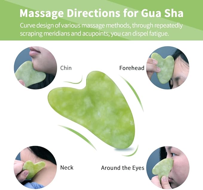 AECW 3-in-1 Natural Jade Roller and Gua Sha Set for Face and Eye Ice Roller Facial Cooling Massage Roller (Green Ice Roller + Jade Roller + Gua Sha)