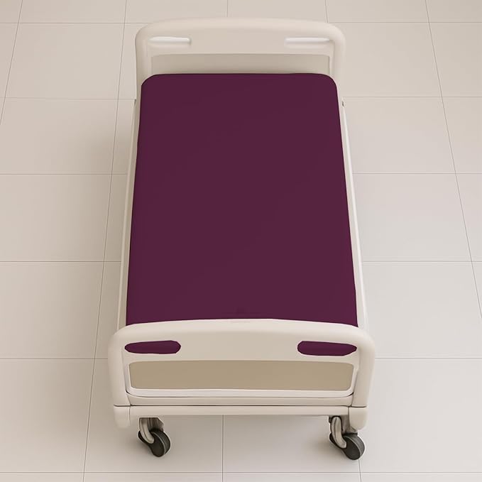 6 Pack Fitted Hospital Bed Sheets - Soft Microfiber Hospital Fitted Sheet - Hospital Bed Fitted Sheets (Wine, 36" x 84" x 12")
