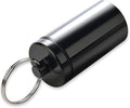 Portable Pill Holder Keychain,Aluminium Alloy Waterproof Pill Boxes Container for Purse Pocket,Small Daily Pill Case for Outdoor Travel Camping-Black