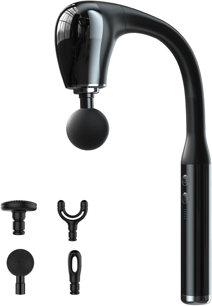 Massage Gun Upgraded Extension Handle for Deep Massage of The Back to Relieve Deep Tissue Pain in The Muscles, Four Massage Heads &Five Adjustable speeds Fitness Person Friendly