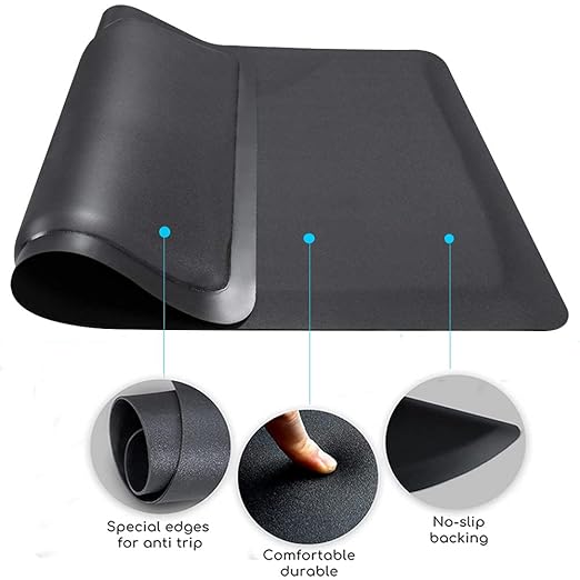 Salon mats for Hairstylist Standing Anti Fatigue 3'x4' Barber Shop Salon Floor Chair Mat - Black Square Hair Floor Mat 1/2" Thick, Hair Cutting Hairdressing Equipment