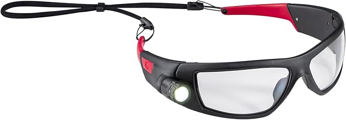 Coast SPG500 Rechargeable Lighted LED Safety Glasses, Tilt-and-Twist Optic, ANSI Z87 Standards, 2 Scratch Resistant Lenses (Clear, Yellow) Included, UV Protection, Protective Carrying Case Included