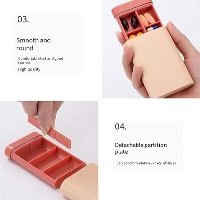 INVODA 4PCS Pill Case 6 Compartment Travel Pill Organizer Weekly Vitamin Organizer Portable Pill Box for Purse Air Seal Medicine Drawer Organizer for Vitamin Cod Liver Oil Supplement Pill (Pack of 4)