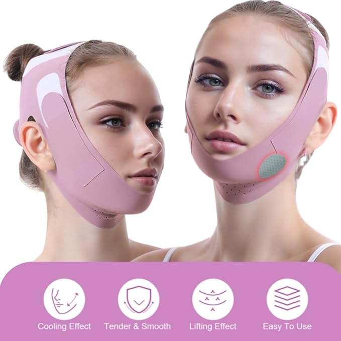 Graphene V-Line Mask Chin Up Mask V Shaped Face Mask Chin strap for sleeping,Jawline Shaper,Lilac,Medium