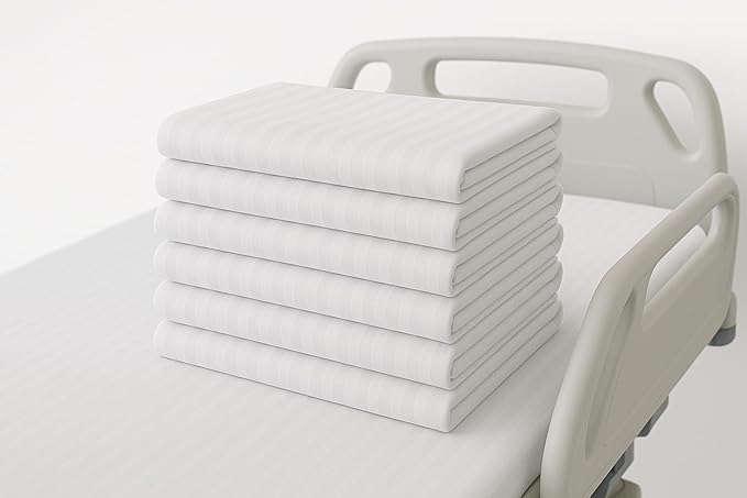 Destiny Crescent 6 Pack Fitted Hospital Bed Sheets with Elastic All Around for Adjustable Beds - Double Brushed Ultra Soft Breathable 100% Microfiber Sheets, 36" x 84" x 12"