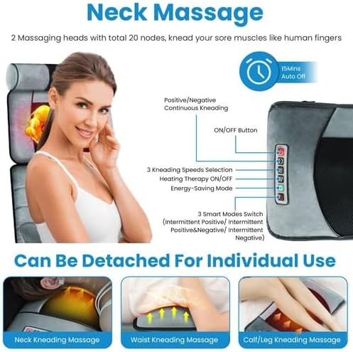 Full Body Massage Mat with Heat Massage Heating Pad Electric Vibration Massage Pad Cushion Massage Mattress Heated Chair Pad with Timer Anti-Slip Bottom Earplugs for Back Neck Foot Kneading