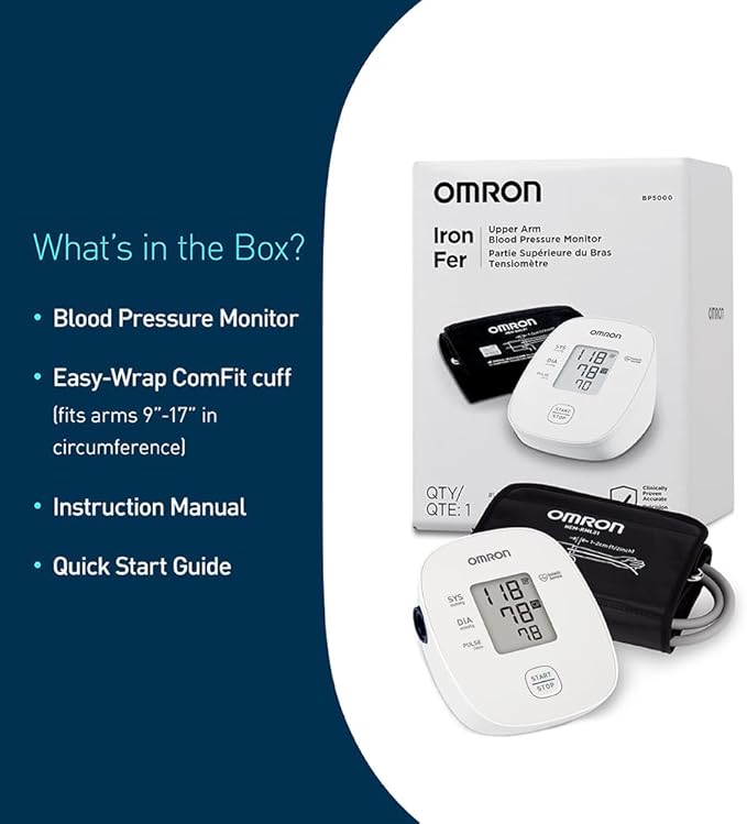 OMRON Iron Blood Pressure Monitor for Home Use & Upper Arm Blood Pressure Cuff - #1 Doctor & Pharmacist Recommended Brand - Clinically Validated