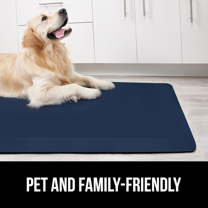 GORILLA GRIP Comfortable Cushioned Kitchen Mats for Floor, 70x24, Waterproof and Stain Resistant Soft Top, 3/4 Inch Thick Ergonomic Standing Desk Anti Fatigue Mat, Foam Supports Feet, Navy Blue