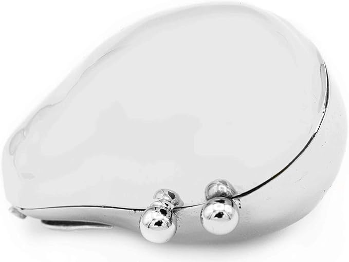 Silver Pear Shaped Pocket Purse Portable Travel Pill Box & Medicine Organizer (1 Large Compartment)