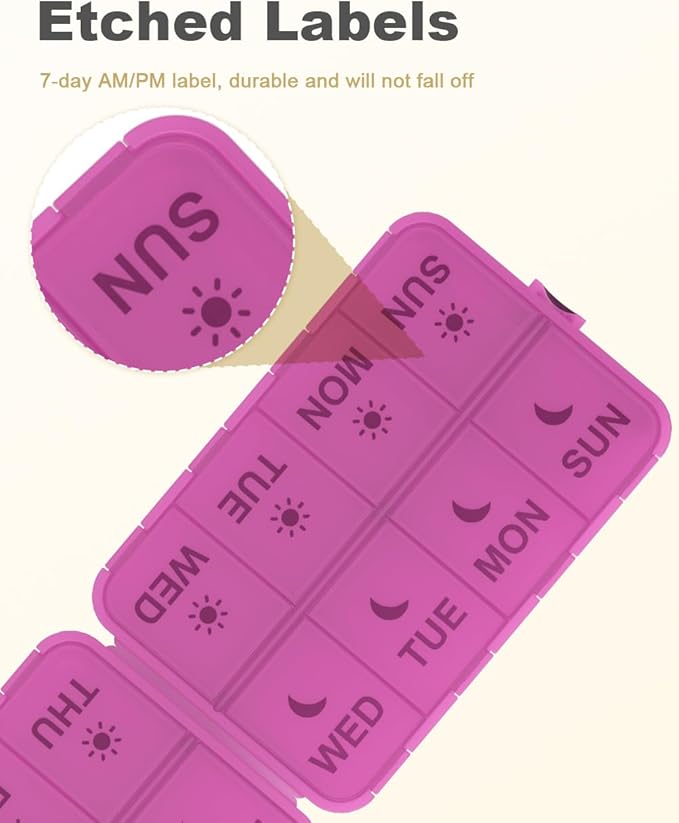 Pill Organizer Medicine Organizer Travel Essentials - Travel Pill Case with Labels, Large Daily Medicine Dispenser