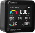 Air Quality Monitor Indoor – CO2 Detector, VOC Meter and AQI Tester Tracks TVOC, HCHO, PM2.5 & PM10 with Temperature & Humidity Sensor for Home Office (Black)