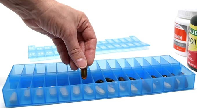 PillThing Monthly Pill Organizer 1 Time a Day, 31 Day Pill Organizer Dispenser with Extra Compartment, Large Daily Pillbox Case for Vitamins, Supplements, Fish Oil
