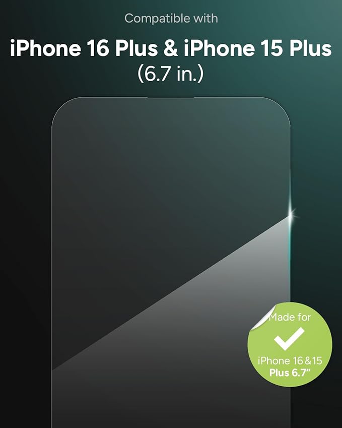 ZAGG Glass Elite Screen Protector for iPhone 16 Plus / 15 Plus - 5X Stronger, Reinforced Edges, Ultra-Strong Tempered Glass, Scratch Resistant, Anti-Smudge, InvisibleShield, Easy Installation, Eco-Friendly | 5X Stronger, Reinforced Edges, Ultra-Strong,...