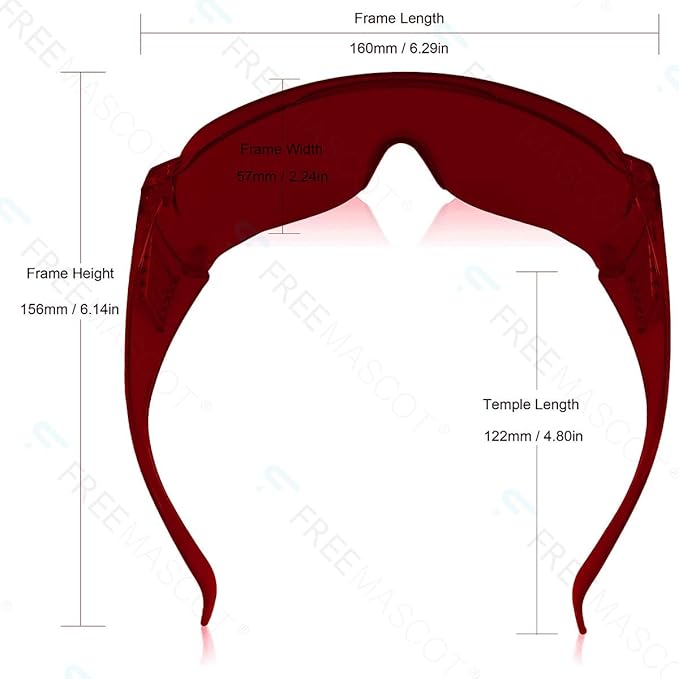 FreeMascot OD 4+ 190nm-540nm Wavelength Laser Safety Glasses for Typical 405nm, 450nm, 520nm, 532nm Laser Light for Hair Removal Laser Treatment Eye Protection Goggles (Red)