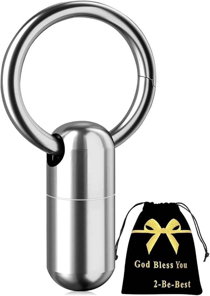 2-Be-Best Pill Holder with Keychain, Titanium Alloy Pill Container Keychain Waterproof Pill Case Portable Keychains Pill Holder Single Pill Case Pill Box for Travel Outdoor Gift Pills Container