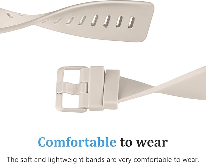 Mugust Sport Bands Compatible with Fitbit Versa 2, Classic Soft Silicone Replacement Wristbands Straps for Fitbit Versa Smart Watch Women Men (Large, Starlight)