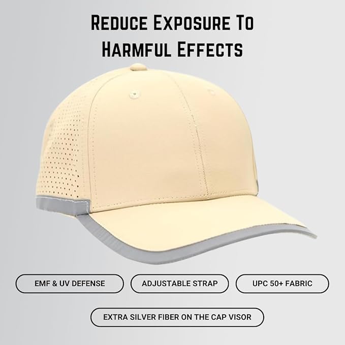 EMF Radiation Protection Hat with USPF 50+ Shield Wi-Fi Blocker High Frequency Defender Shield RF Blocker Baseball Caps