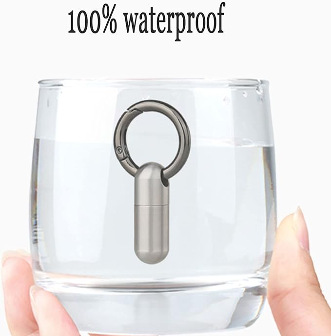 Micro Pill Fob Keychain, Titanium Pill Holder Necklace, Waterproof Outdoor Pill Capsule Container, Lightweight Daily Travel Pill Case Carrier for Camping Emergency First Aids