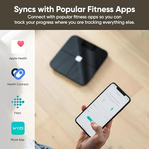 Wyze Scale for Body Weight, Digital Bathroom Smart Scale for Body Fat, BMI, and Heart Rate, 12 Body Composition Analyzer with App, Bluetooth, 400 lb - Dark Blue