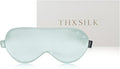 THXSILK Sleep Mask 100% 25 Momme Pure Mulberry Silk Super Smooth Cooling Sleep Eye Mask Blackout for Women/Man/Kids, Eye Cover with Wide Head Strap for Good Night Sleep, Light Blue