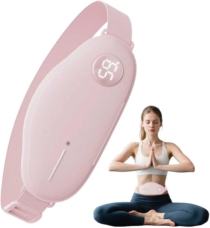 Portable Heating Pads for Period Cramps Simulator, Cordless Menstrual Heating Pad with 9 Heat Levels and 9 Massager Modes for Back Pain, Fast Heating Belt for Waist Relief,Gifts for Women Girls, Pink