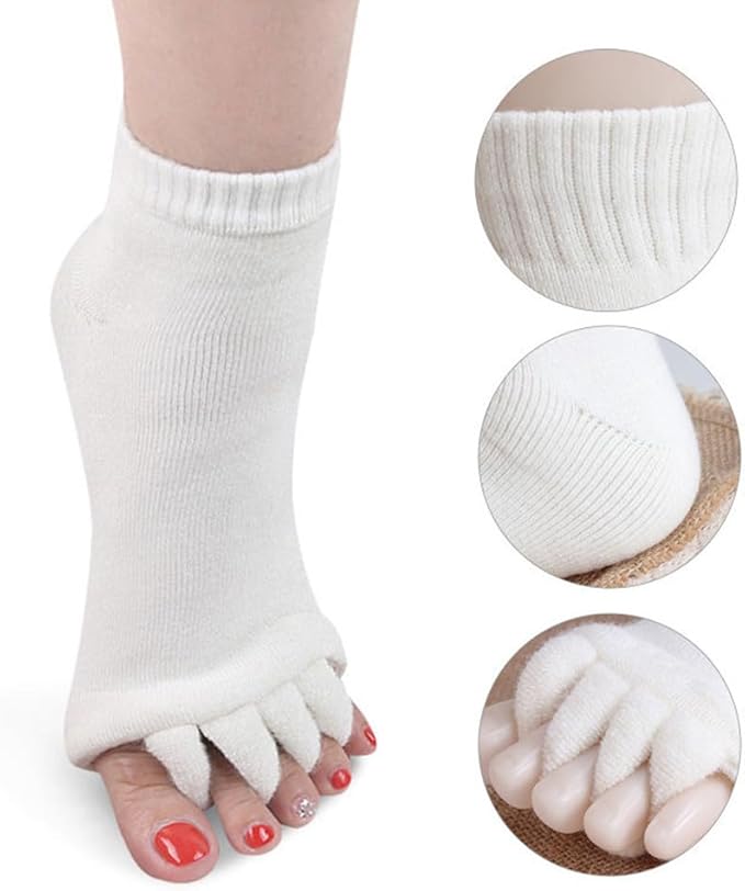 Women Toe Separator Socks Toeless Foot Alignment Socks for Yoga GYM Massage Pain Relief Improves Circulation Stretchy