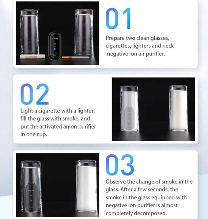 Portable Air Purifier Necklace,Personal Small Air Purifiers,100% No Static Electricity,Rechargeable Ionizer,for Bedroom,Car and Airplane,Black