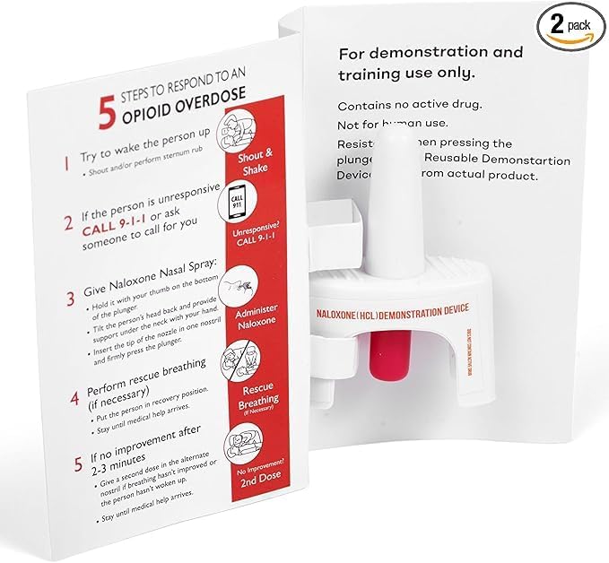 Naloxone Nasal Spray Training Device for First Aid | Reusable | Includes Two Training Devices & Instructions | Pack of 25 | Contains NO Medication