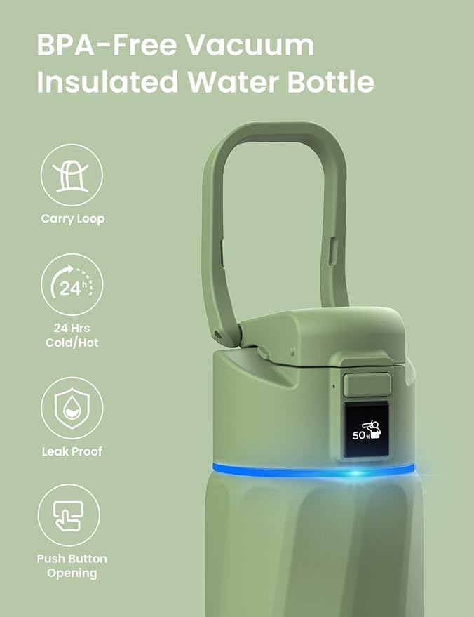 Boost 24 oz Smart Water Bottle Blue + Boost 24 oz Bottle Tendril Bundle
