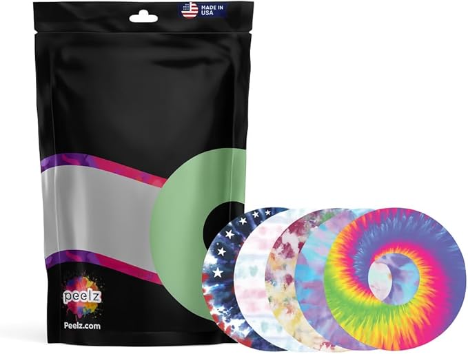 Peelz Libre 3 Adhesive Patch Tape - Compatible with Freestyle Libre 3 Sensor - Waterproof & Breathable Pre-Cut Patch - Skin-Friendly Cover Tape for Glucose Monitor - Pack of 15 (Tie-Dye)