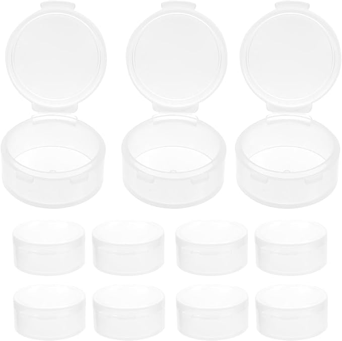 HEALLILY 10pcs Small Pill Case Clear Round Plastic Storage Containers Pill Box Earplug Storage Box with Lids