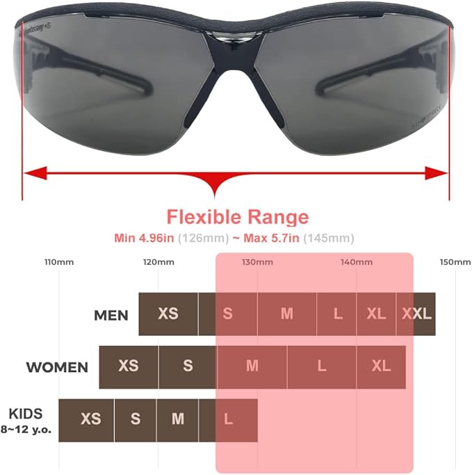 HTS HUNTERSKY Super Flexible Lightweight Anti Fog Wrap-Around U6 Clear Shooting Safety Glasses with ANSI Z87.1 Scratch Resist