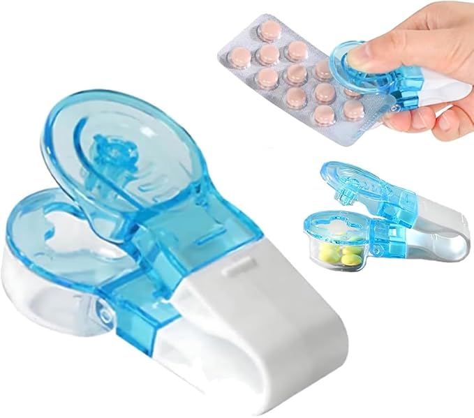 Portable Pill Taker,2025 New Portable Pocket Pill Box Dispenser,Storage Box Medication Dispenser Easy to Take Out Pills from Package for Elderly,Individuals with Weak Senior Arthritis Hand (1PC)