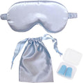 HappyDaily Sleep Mask Set with Luxury Travel Pouch and Boxed Ear Plug - Soft and Comfortable Eye Shade Eye Cover for Full Night Sleep,Nap,Travel (Light Blue)