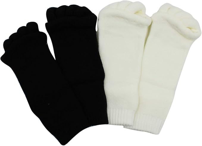 AIBEARTY 3 Pairs Yoga Sport Gym Five Toe Separator Socks Foot Massage Toeless Socks